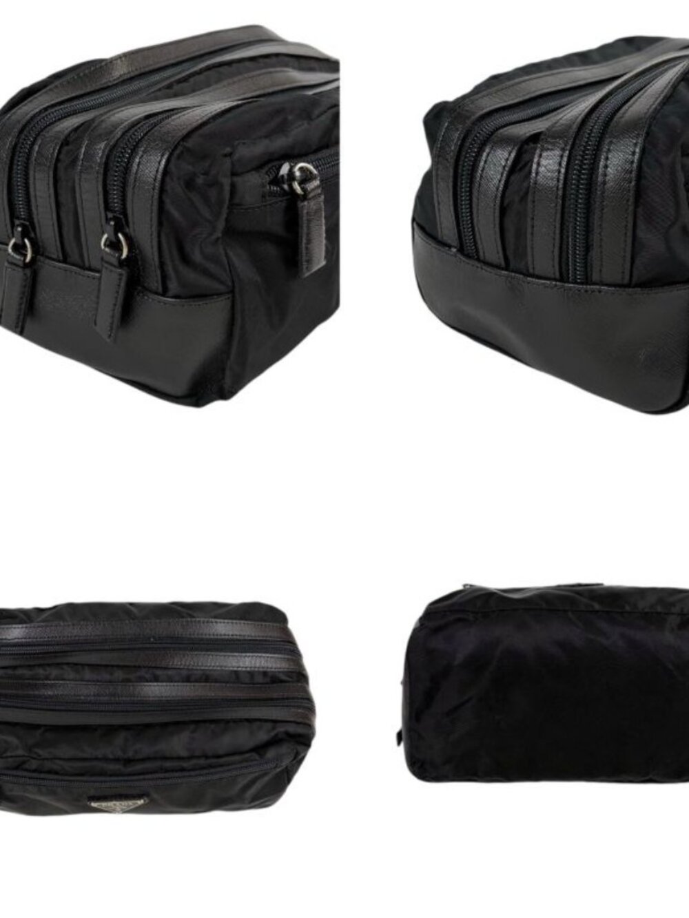 Prada Triangle Logo Clutch Multi Pouch Black Tessuto - Picture 4 of 12